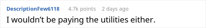 Comment on social media post with text expressing refusal to pay utilities, highlighting realization of quietly supporting sister's jobless boyfriend. Comment on social media post with text expressing refusal to pay utilities, highlighting realization of quietly supporting sister's jobless boyfriend.