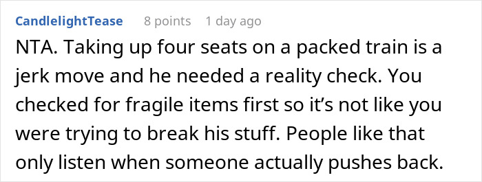Comment on crowded metro with loud teen taking multiple seats, showing frustration of fed-up rider giving a reality check.