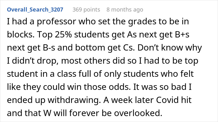 Comment on students pushing back after professor enforces phone rule, expressing risk of failing the class.