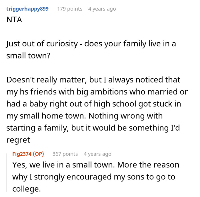 Reddit conversation discussing a mom urging son not to marry girlfriend right after high school and its long-term impact. Reddit conversation discussing a mom urging son not to marry girlfriend right after high school and its long-term impact.