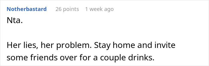 Screenshot of an online comment discussing a guy refusing to pay for a hotel to help his roommate lie to her conservative family.
