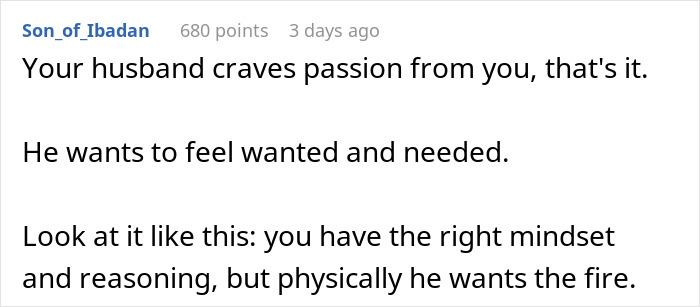 Comment discussing a woman venting about her husband leaving due to trust and lack of jealousy in their relationship.