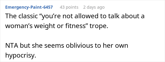 Screenshot of a Reddit comment discussing a woman demanding her swimmer boyfriend resemble her friend&rsquo;s partner.