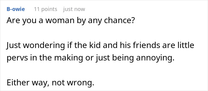 Screenshot of online comment discussing complaints about a son climbing fence and privacy concerns. Screenshot of online comment discussing complaints about a son climbing fence and privacy concerns.