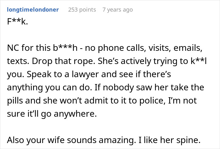 Screenshot of an online post discussing a man suffering from cancer both physically and in the form of his mother-in-law.