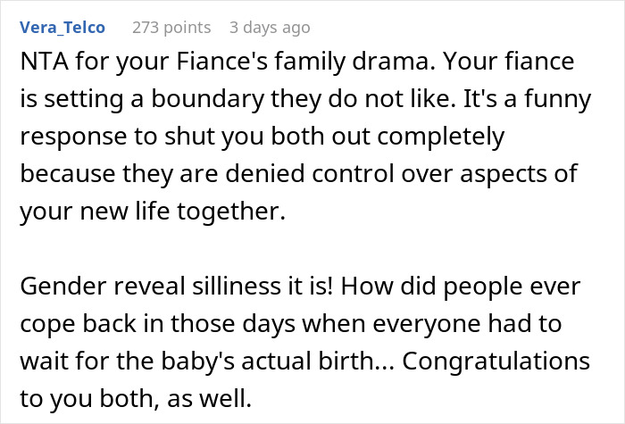 Reddit comment discussing in-laws trying to claim naming rights to unborn baby and parents setting boundaries. Reddit comment discussing in-laws trying to claim naming rights to unborn baby and parents setting boundaries.