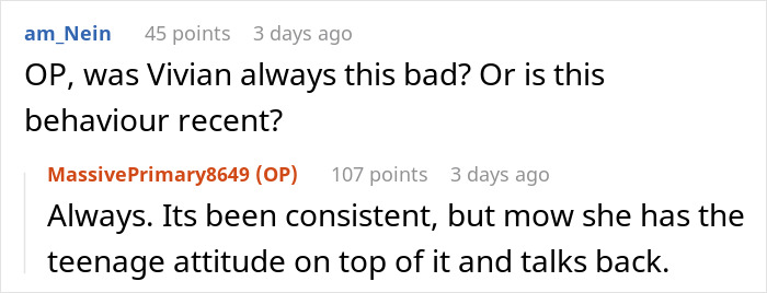 Screenshot of an online discussion about a woman snapping and kicking her fianc&eacute; and stepdaughter out.