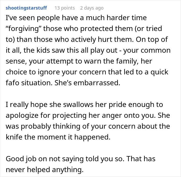 Alt text: Husband warns wife about dangerous gift from her mom, but she ignores his concern, causing tension and regret.