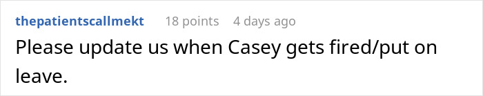 Screenshot of a Reddit comment requesting updates about coworker&rsquo;s employment status after filming to question disability.
