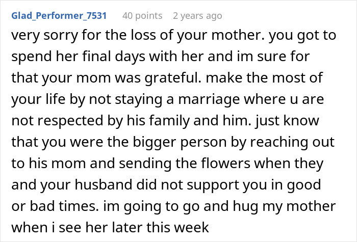 ALT text: Online comment about wife&rsquo;s struggles with husband and in-laws rudeness and seeking divorce lawyer advice