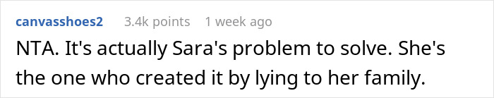 Screenshot of an online comment discussing a guy refusing to pay for a hotel to help his roommate lie to her conservative family.