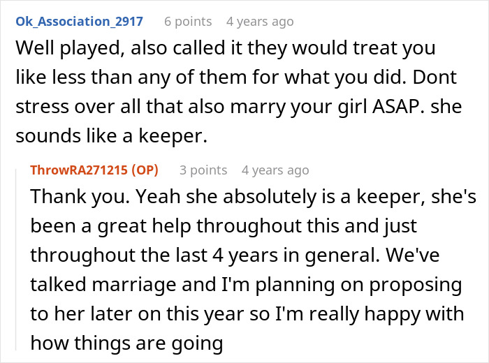 Screenshot of an online discussion about family forgiveness and strained relationships following a past beating incident.