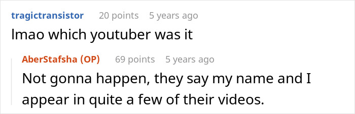Screenshot of a Reddit conversation discussing a YouTuber lying about their ex for clout and facing consequences.