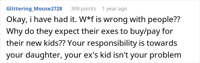 Comment discussing a dad’s guilt over giving his daughter 27 Christmas presents while her half-brother receives only one. Comment discussing a dad’s guilt over giving his daughter 27 Christmas presents while her half-brother receives only one.
