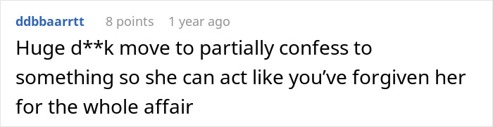 Comment discussing a man realizing his wife&rsquo;s cheating was more than just one drunken night, in a social media thread.