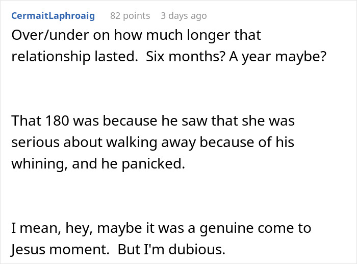 Commenter discussing relationship doubts after guy spirals over fiancée’s tattoo designed by ex and postpones wedding. Commenter discussing relationship doubts after guy spirals over fiancée’s tattoo designed by ex and postpones wedding.