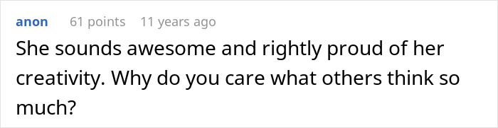 Screenshot of an anonymous comment reflecting on creativity, related to reminiscing about ex-girlfriend&rsquo;s princess syndrome.