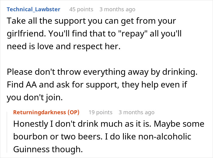 Reddit conversation about a dad accused by his kids discussing life struggles and seeking support.