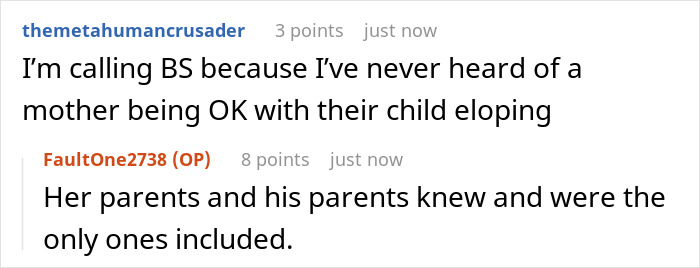 Screenshot of an online discussion about a family war over wedding date ownership between cousins. Screenshot of an online discussion about a family war over wedding date ownership between cousins.