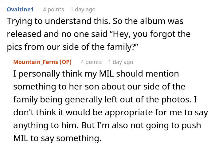 Bride enters new family with drama after deliberately excluding sister-in-law from wedding photos, family tensions visible.