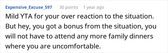 Text post showing a user commenting on SIL holding couple hostage at dinner and threatening to destroy car with food.