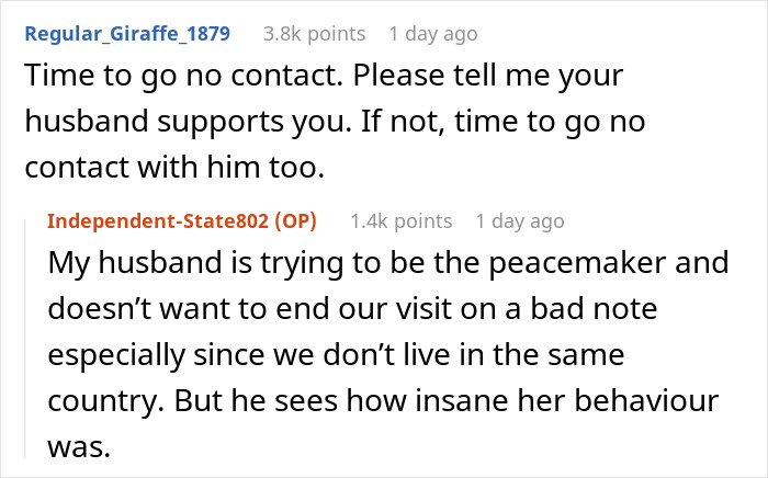 Reddit comments screenshot about mom takes her baby storming off from MIL after feeding dispute