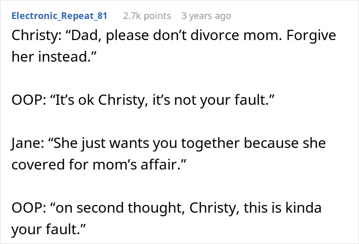 Text conversation showing a dad feeling guilty and distancing himself from his daughter during a messy divorce situation.
