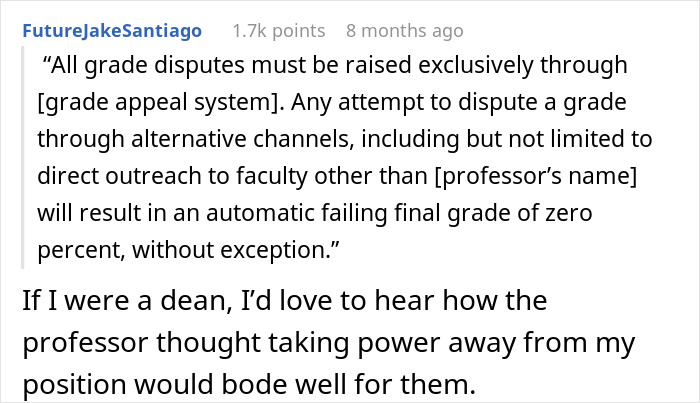Screenshot of a student forum discussing consequences after professor enforces phone rule without warning.