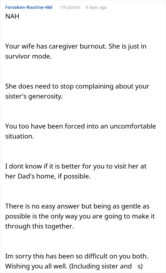 Excerpt from a forum post discussing a woman complaining about her SIL despite staying with her for free. Excerpt from a forum post discussing a woman complaining about her SIL despite staying with her for free.
