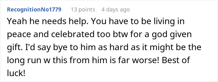Text comment discussing relationship advice about a woman ready to dump her boyfriend who feels emasculated.