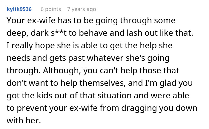 Screenshot of a Reddit comment discussing emotional struggles related to a woman&rsquo;s award winning act in court case.