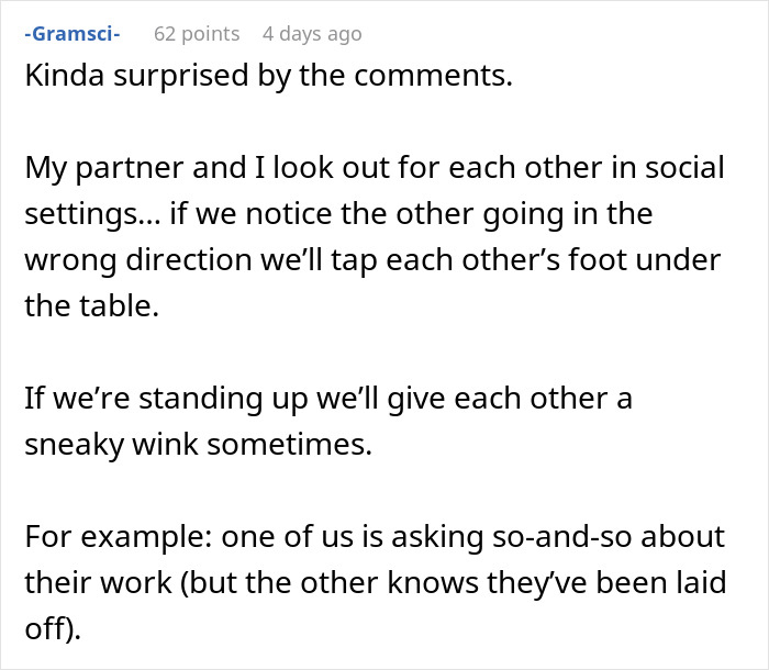 Husband gets mad at wife&rsquo;s reaction to his weird behavior during dinner, conflict using past against partner.