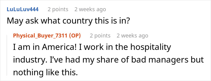 Online comments showing a bullied employee nitpicked by boss daily sharing her experience in the hospitality industry in America. Online comments showing a bullied employee nitpicked by boss daily sharing her experience in the hospitality industry in America.
