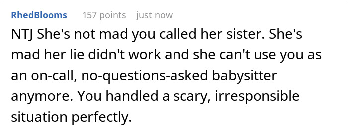 Comment on a forum about a mom ghosting her friend after asking to babysit for 20 minutes, causing conflict.
