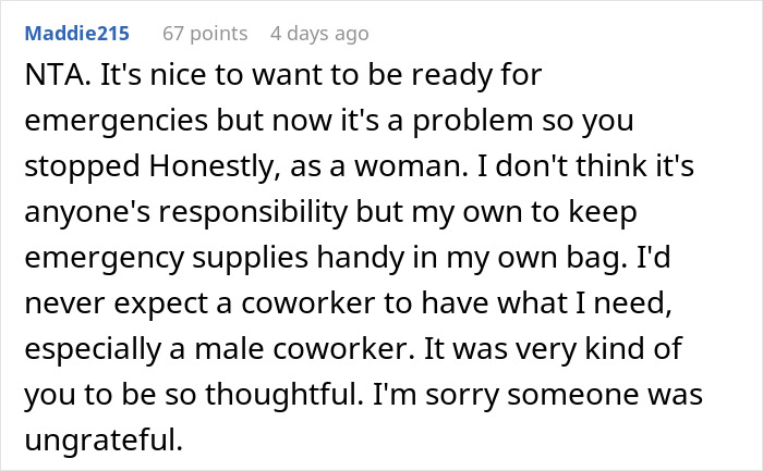 Reddit comment discussing workplace conflict after woman reports man to HR, highlighting coworker tensions and accusations.