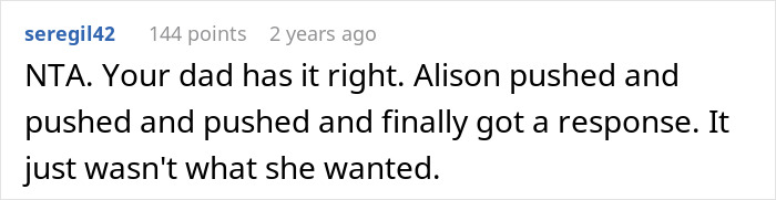 Screenshot of a Reddit comment discussing a lady insulting her SIL&rsquo;s hubby and getting tongue-tied over partner indiscretions.