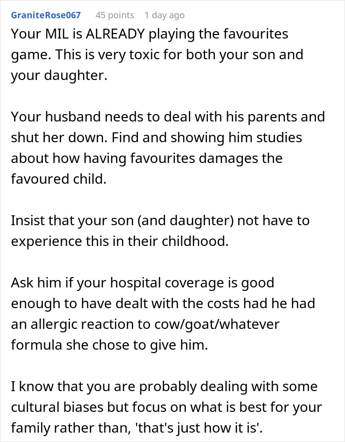 mom storms off with baby after MIL tried to take over feeding reddit comment screenshot