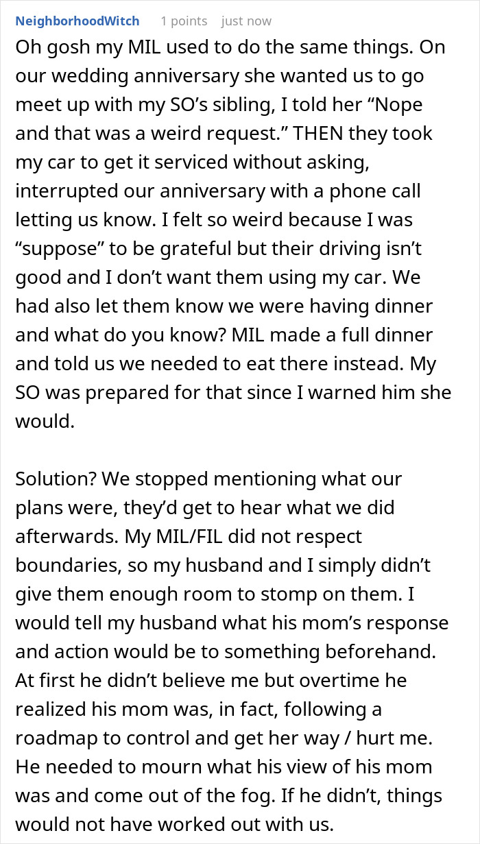 Online text post describing manipulative MIL using fake kindness to control and ruin holiday traditions with DIL boundaries.