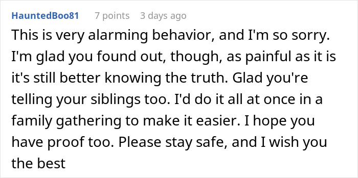Comment expressing concern over disturbed behavior as mother secretly goes through girlfriend’s wallet and takes ID photos.