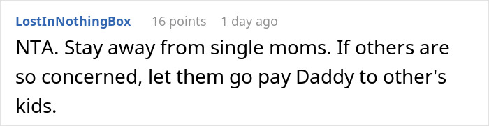 Screenshot of a Reddit comment discussing opinions on dating single moms and concerns about kids in relationships. Screenshot of a Reddit comment discussing opinions on dating single moms and concerns about kids in relationships.