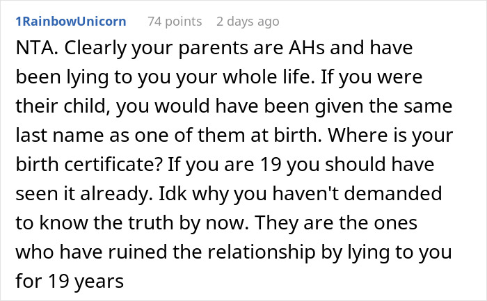 Comment discussing a mother strongly against a daughter getting a DNA test while the daughter wants to know the truth. Comment discussing a mother strongly against a daughter getting a DNA test while the daughter wants to know the truth.