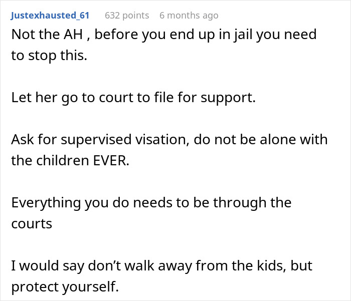 Comment advising a dad accused by his kids to seek court support and supervised visitation to protect himself.
