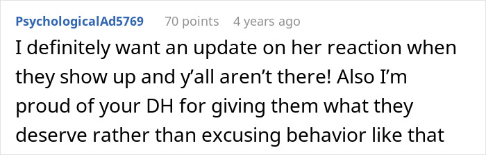 Comment expressing interest in reaction when husband&rsquo;s parents surprise visit during honeymoon and praising husband&rsquo;s response to behavior.