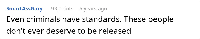 Comment about criminals and justice posted on an online forum, reflecting opinions on punishment and release.