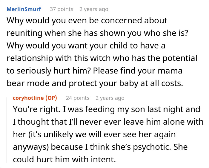 Commenters discussing concerns about a mother-in-law who keeps kissing a newborn and potential risks to the baby.