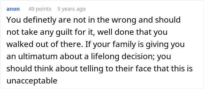 Comment on a forum about a couple facing guilt-tripping and disinheritance threats from man&rsquo;s parents over having kids.