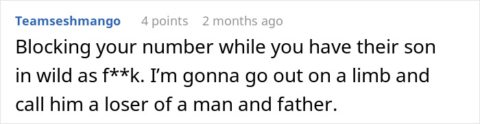 Comment about mom of 6 stressed and overwhelmed as brother blocks her number while babysitting his son.