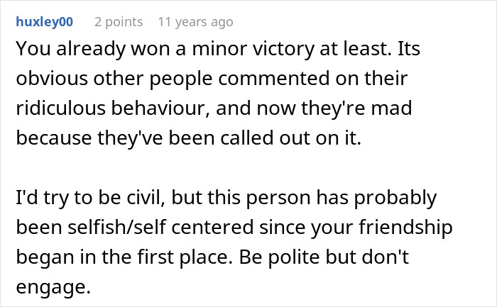 Comment about refusing to risk new career for friends needing free advice, revealing true colors in online discussion.