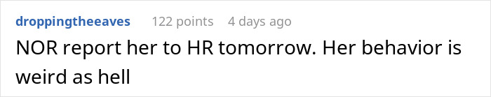 Screenshot of a Reddit comment discussing a coworker's behavior questioned after work regarding disability claims.