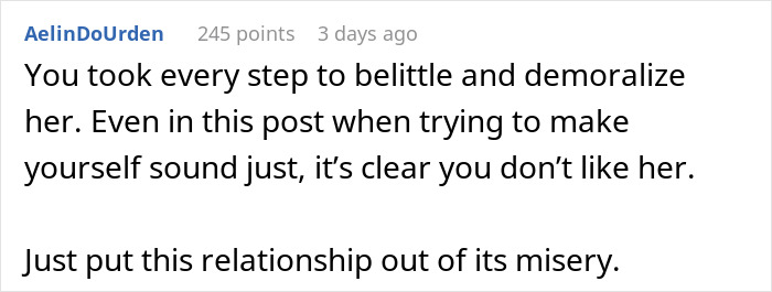 Screenshot of a social media comment where a user criticizes the misunderstanding during a business trip disagreement.